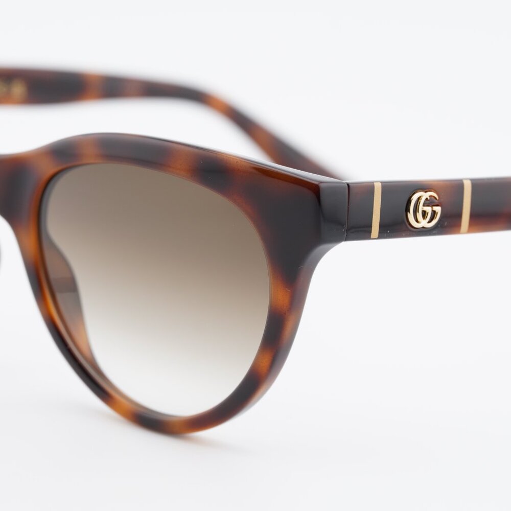 Gucci GG0763S 002 Sunglasses Havana Cat Eye Frame, Brown Gradient Lenses - Picture 2 of 10